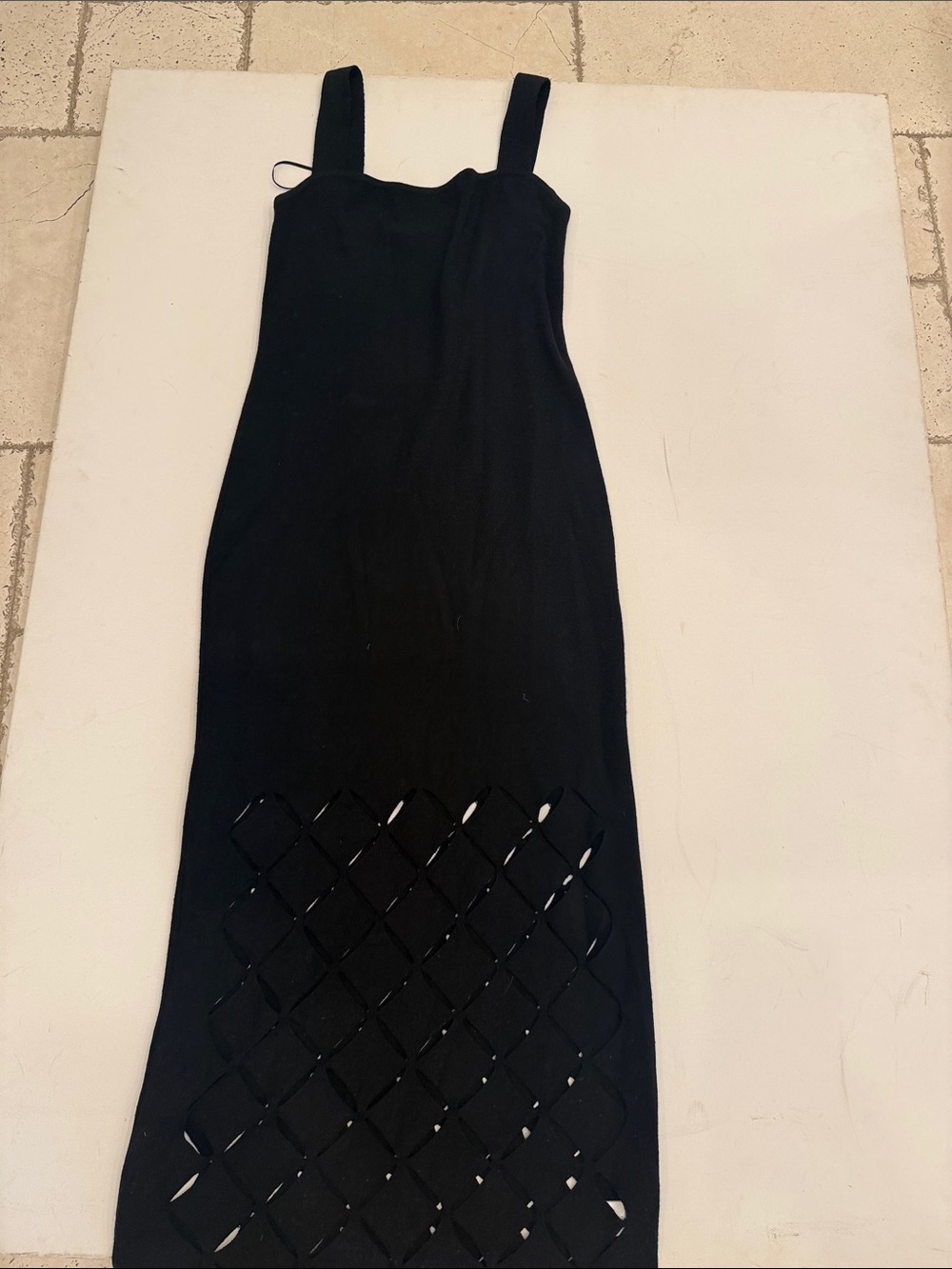 Black Maxi Dress with Lattice Hem
